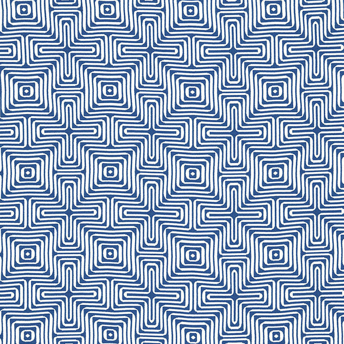 Schumacher Amazing Maze Ocean Fabric Sample 65320