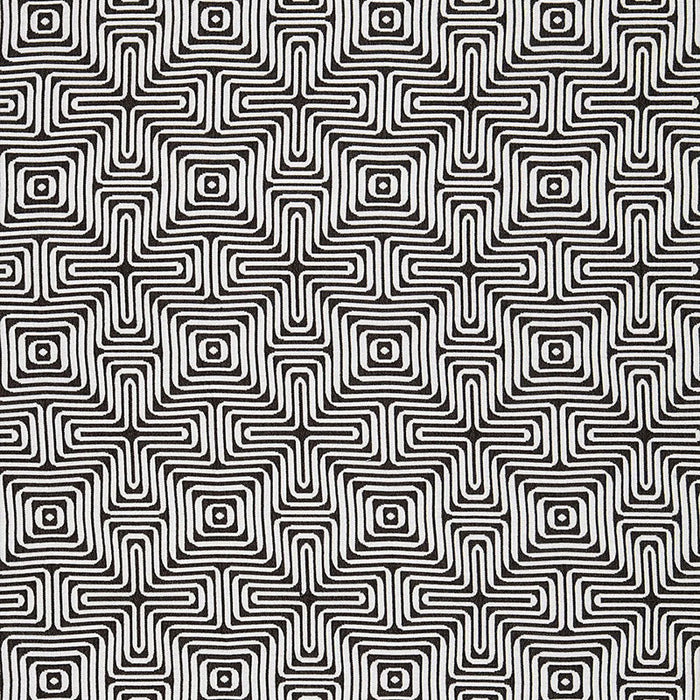 Schumacher Amazing Maze Kohl Fabric Sample 65322