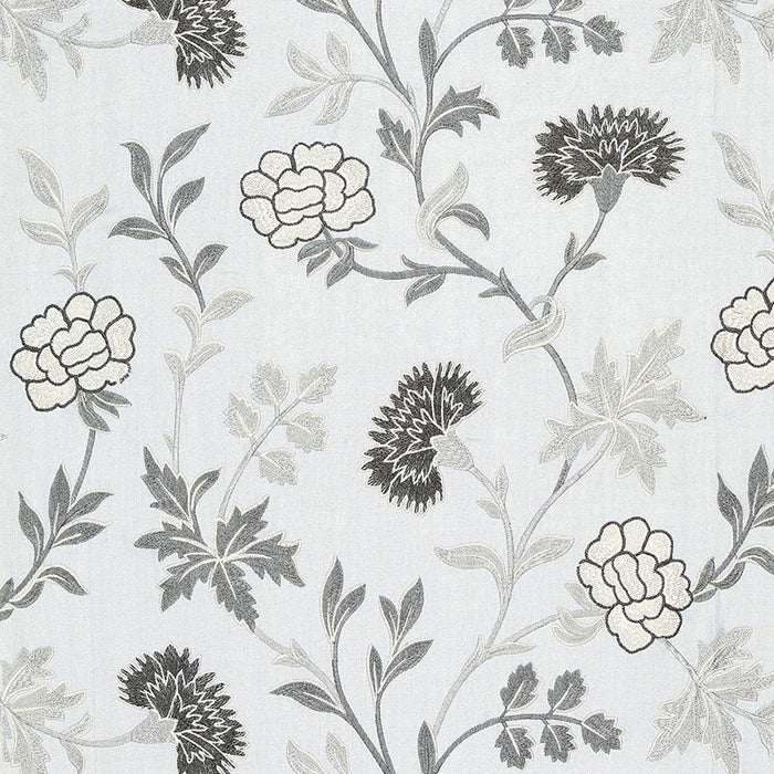 Schumacher Sheridan Linen Embroidery Grisaille Fabric Sample 65663