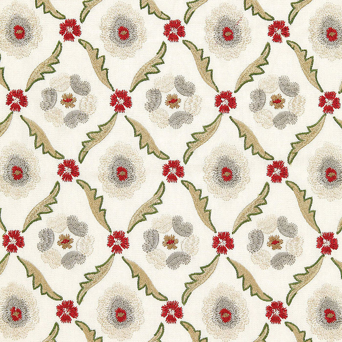 Schumacher Claremont Embroidery Crimson Fabric 65740