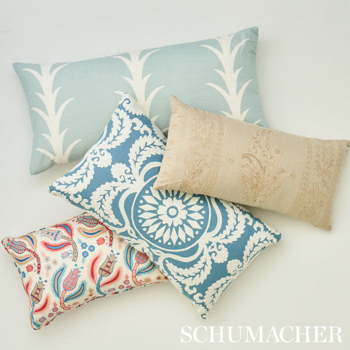 Schumacher Jaipur Linen Embroidery Flax Fabric Sample 65800