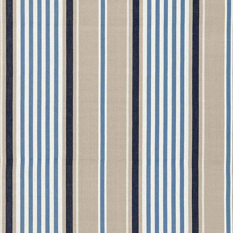 Schumacher Minzer Cotton Stripe Indigo Fabric 66011