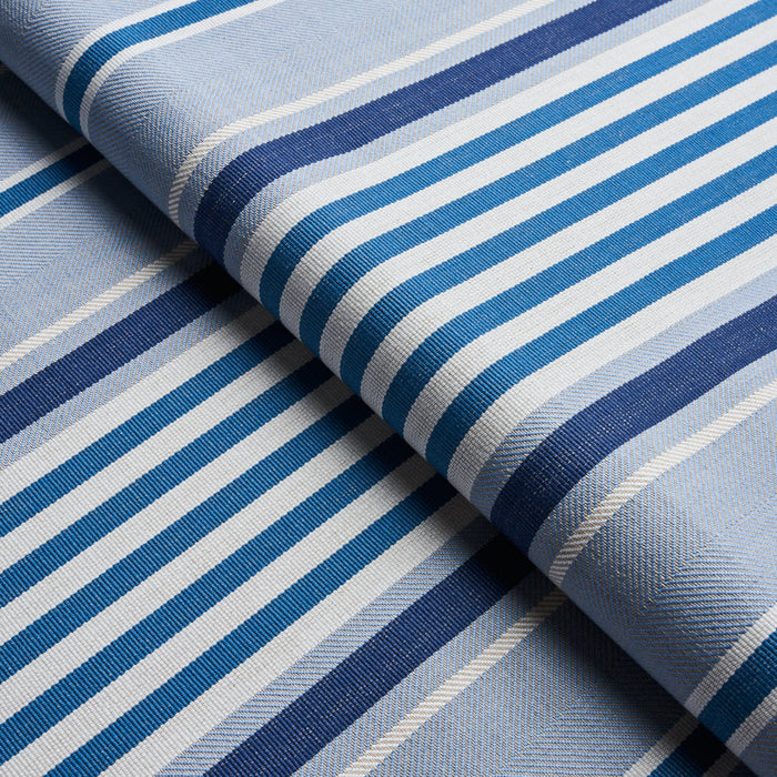 Schumacher Minzer Cotton Stripe Blue Fabric Sample 66014