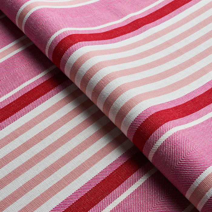 Schumacher Minzer Cotton Stripe Pink Fabric Sample 66016