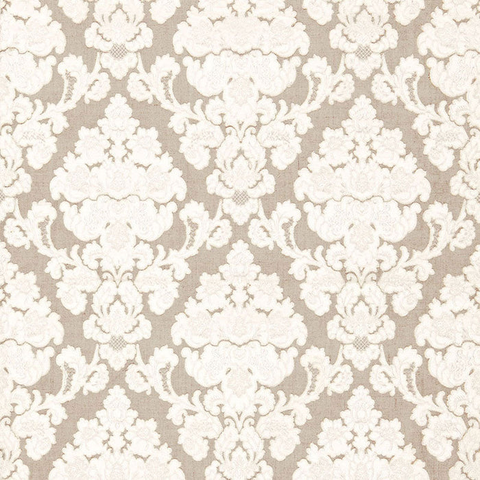 Schumacher Montalcino Applique Damask Linen Fabric Sample 66590