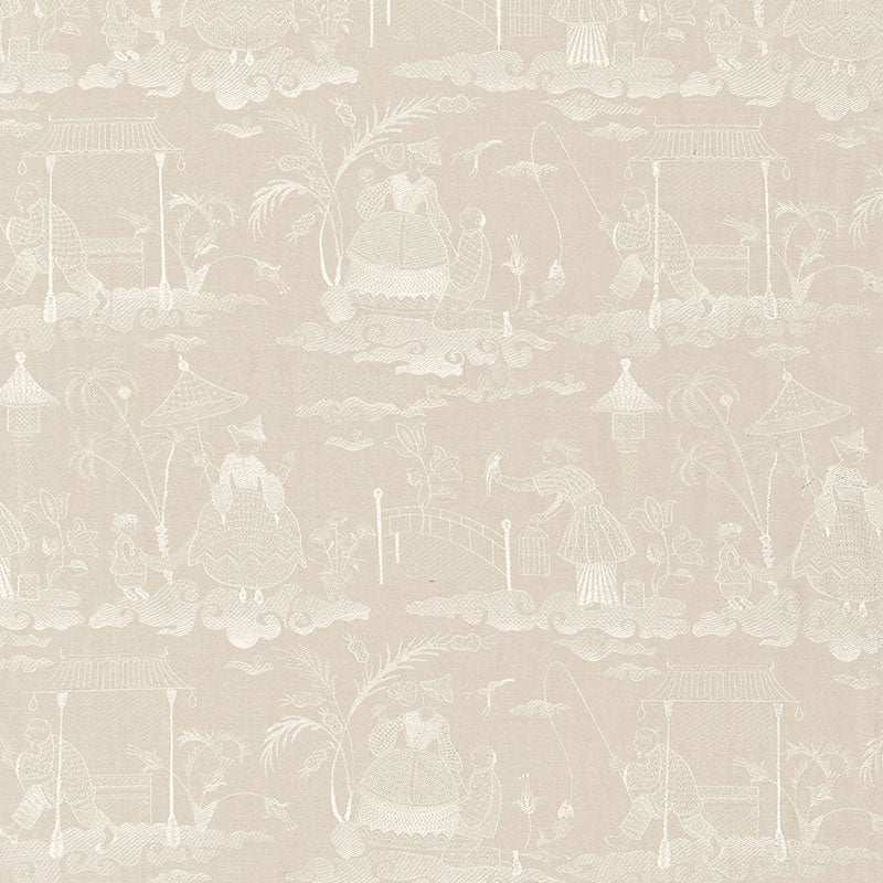 Schumacher Bassano Embroidered Toile Linen Fabric 66601