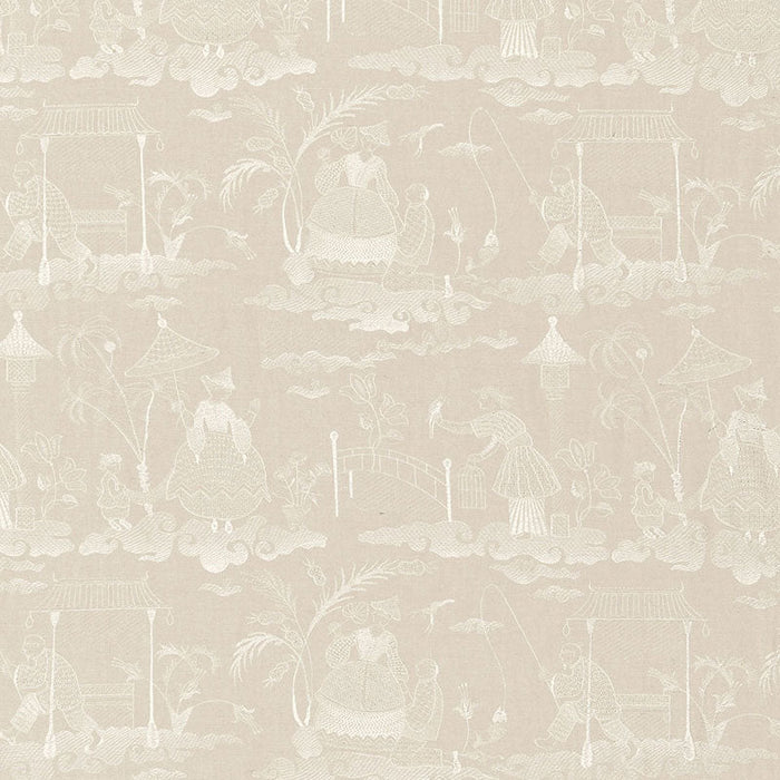 Schumacher Bassano Embroidered Toile Linen Fabric Sample 66601