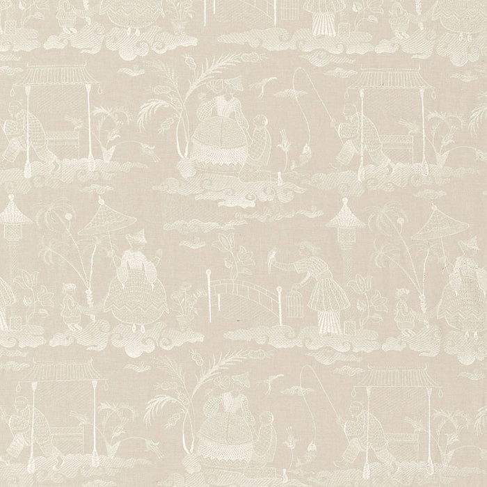 Schumacher Bassano Embroidered Toile Linen Fabric 66601