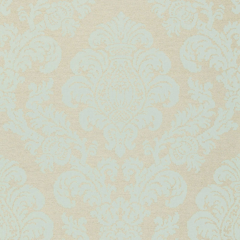 Schumacher Firenze Linen Damask Aqua Fabric 66631