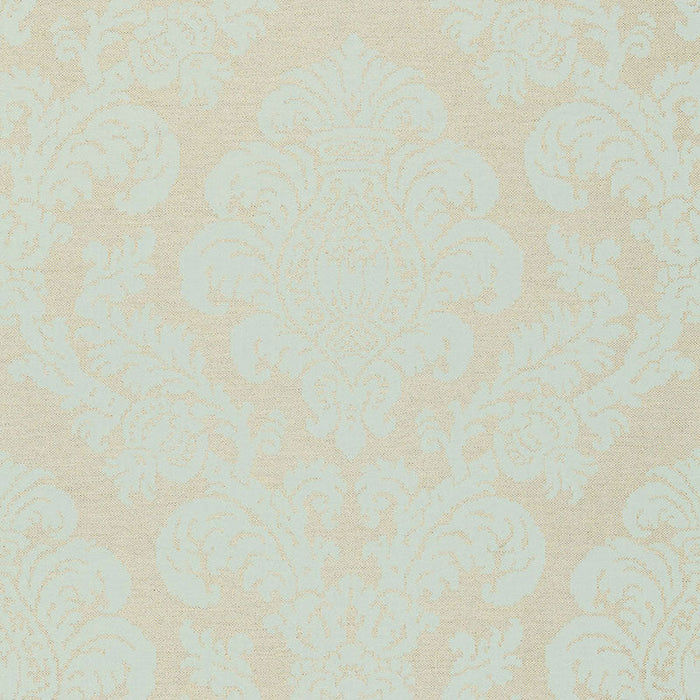 Schumacher Firenze Linen Damask Aqua Fabric Sample 66631