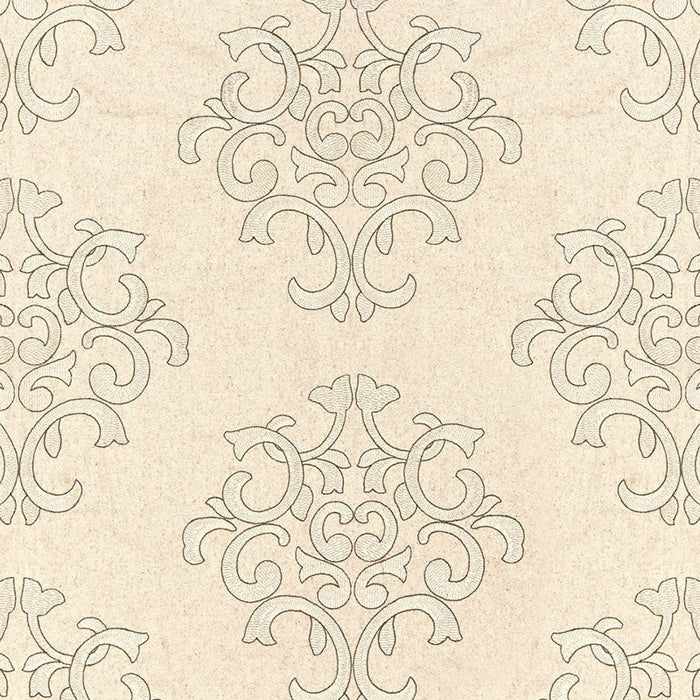 Schumacher Byron Embroidered Wool Oat Fabric Sample 66832