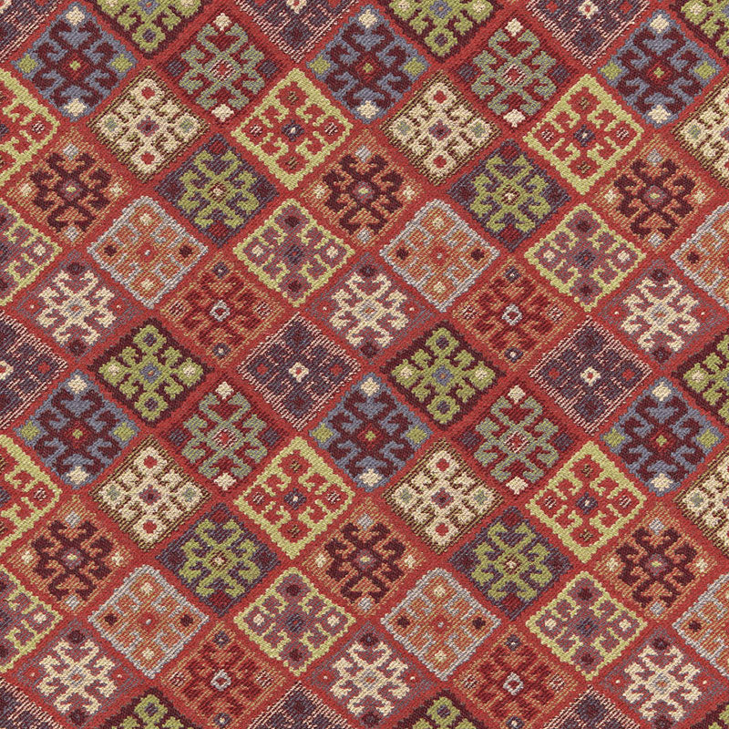 Schumacher Kilim Weave Carmine Fabric 67142