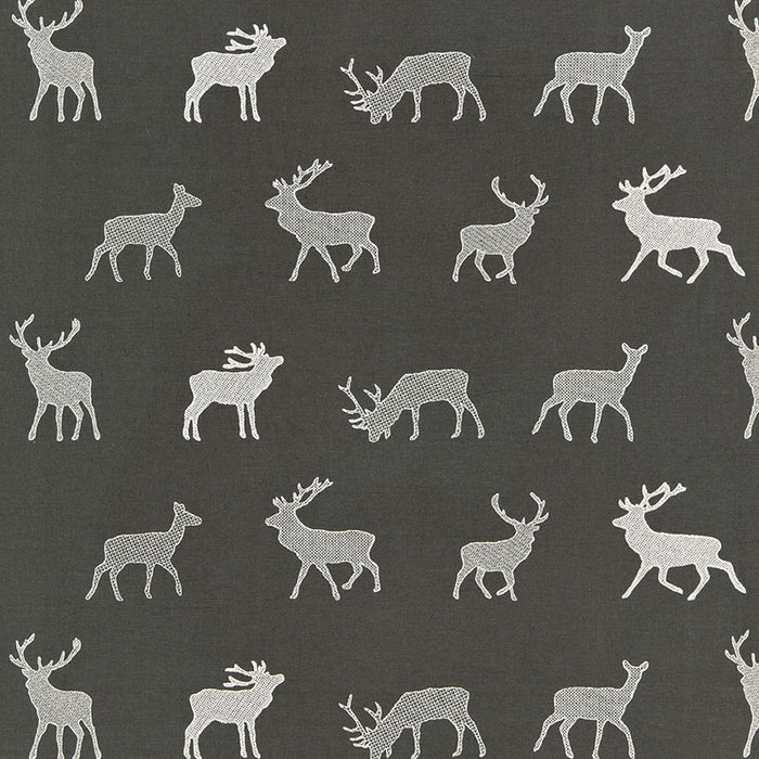 Schumacher Caribou Embroidery Charcoal Fabric 67160