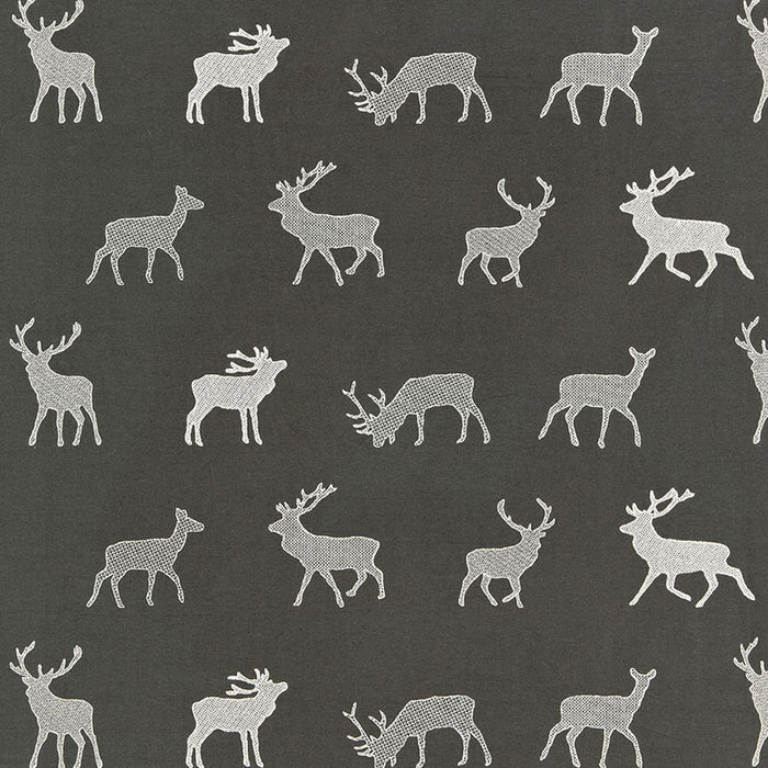 Schumacher Caribou Embroidery Charcoal Fabric Sample 67160