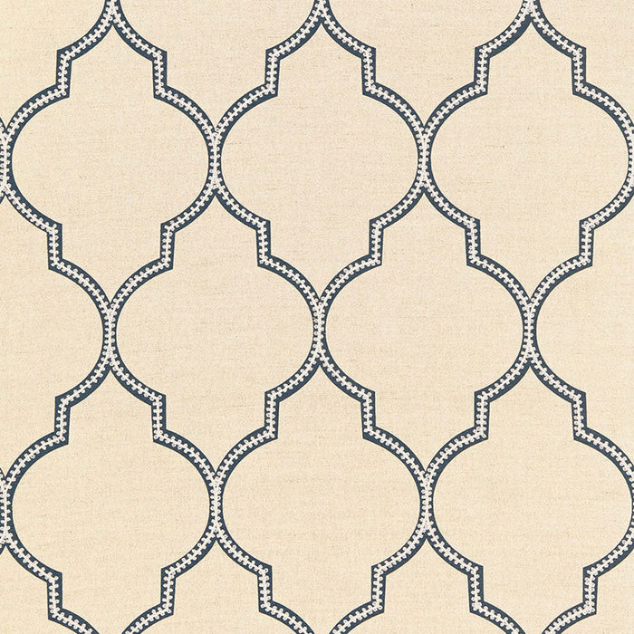 Schumacher Algiers Embroidery Indigo Fabric Sample 67330