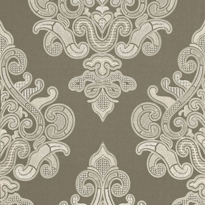 Schumacher Angkor Embroidery Peat Fabric 67580