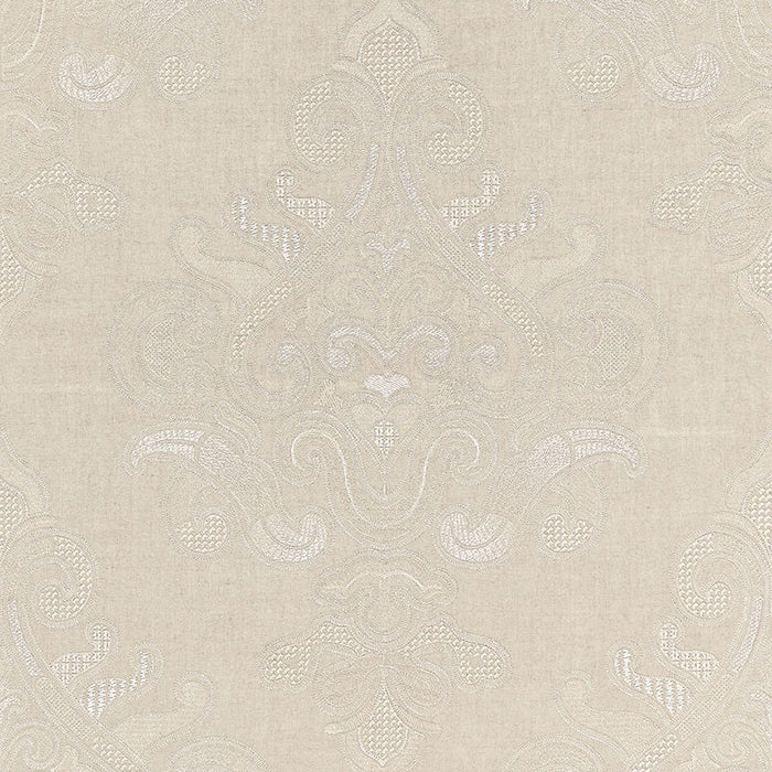 Schumacher Angkor Embroidery Linen Fabric Sample 67581