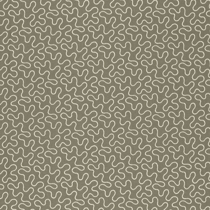 Schumacher Meander Embroidery Peat Fabric 67602