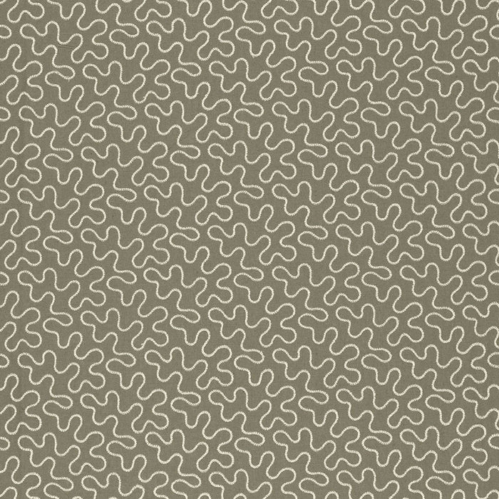 Schumacher Meander Embroidery Peat Fabric Sample 67602