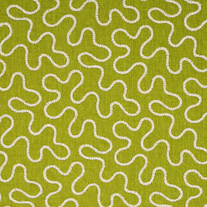 Schumacher Meander Embroidery Leaf Fabric 67604