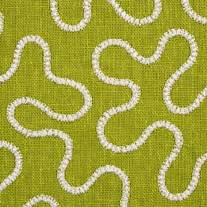 Schumacher Meander Embroidery Leaf Fabric Sample 67604