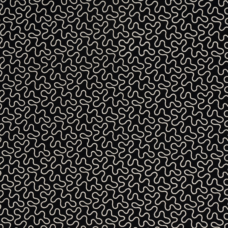 Schumacher Meander Embroidery Black Fabric 67605