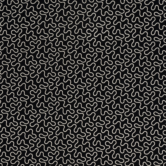 Schumacher Meander Embroidery Black Fabric Sample 67605