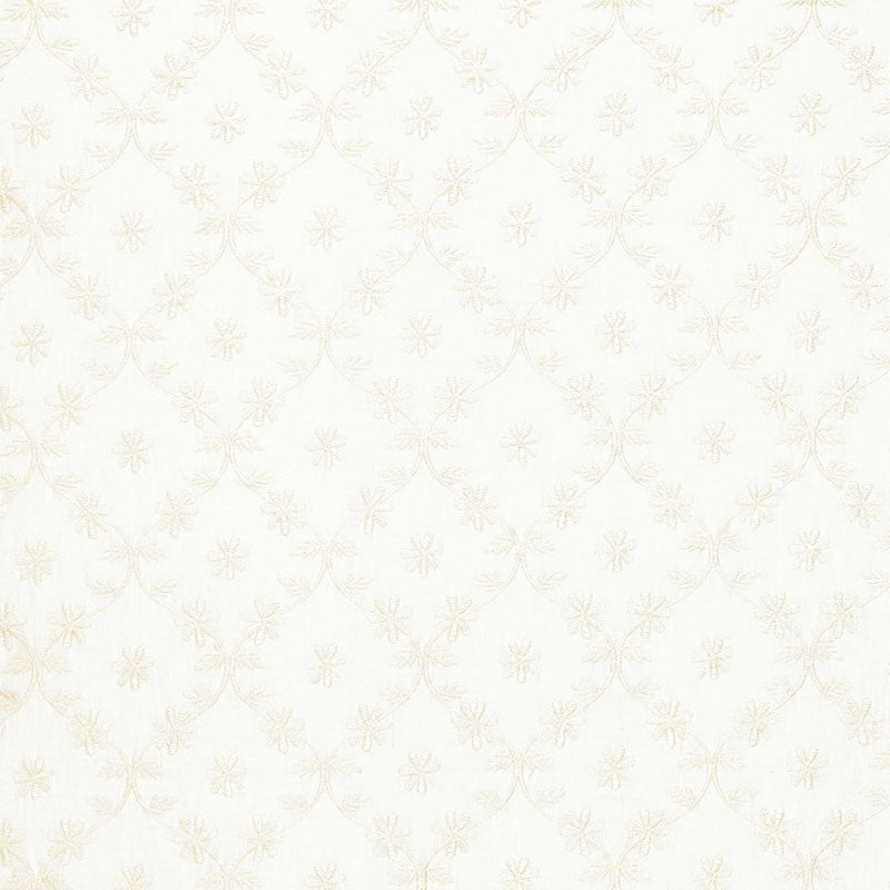 Schumacher Cellini Embroidery Ivory Fabric 67620