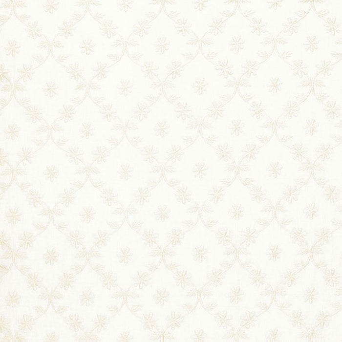 Schumacher Cellini Embroidery Ivory Fabric 67620