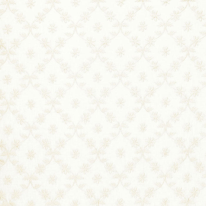 Schumacher Cellini Embroidery Ivory Fabric Sample 67620