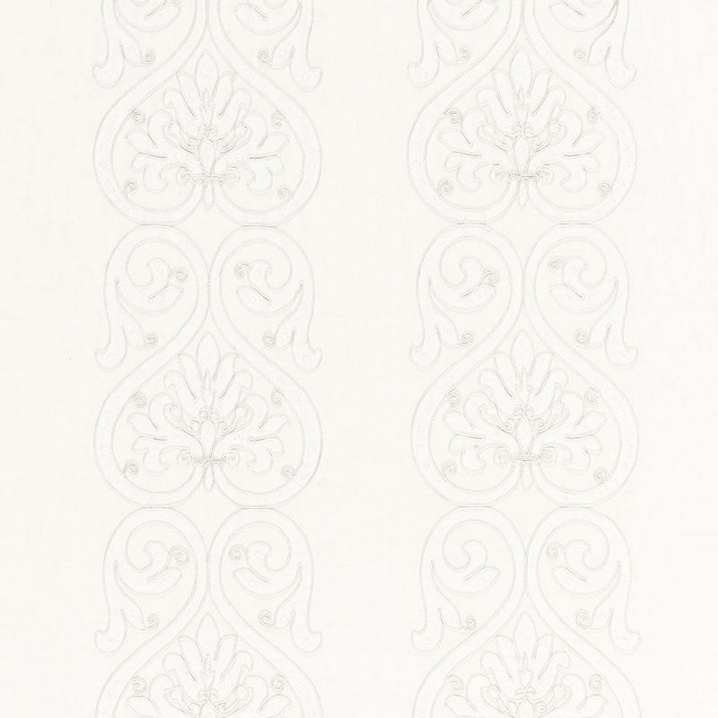 Schumacher Medici Embroidery Blanc Fabric 67640