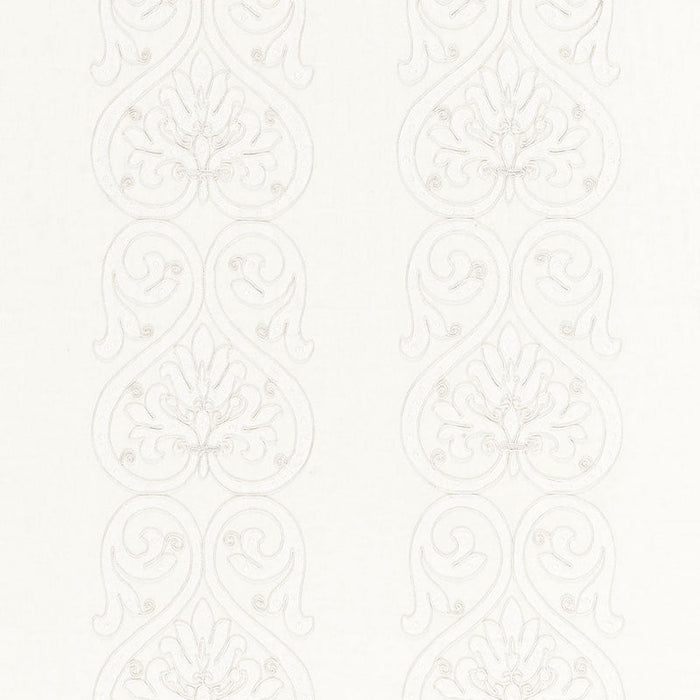 Schumacher Medici Embroidery Blanc Fabric Sample 67640