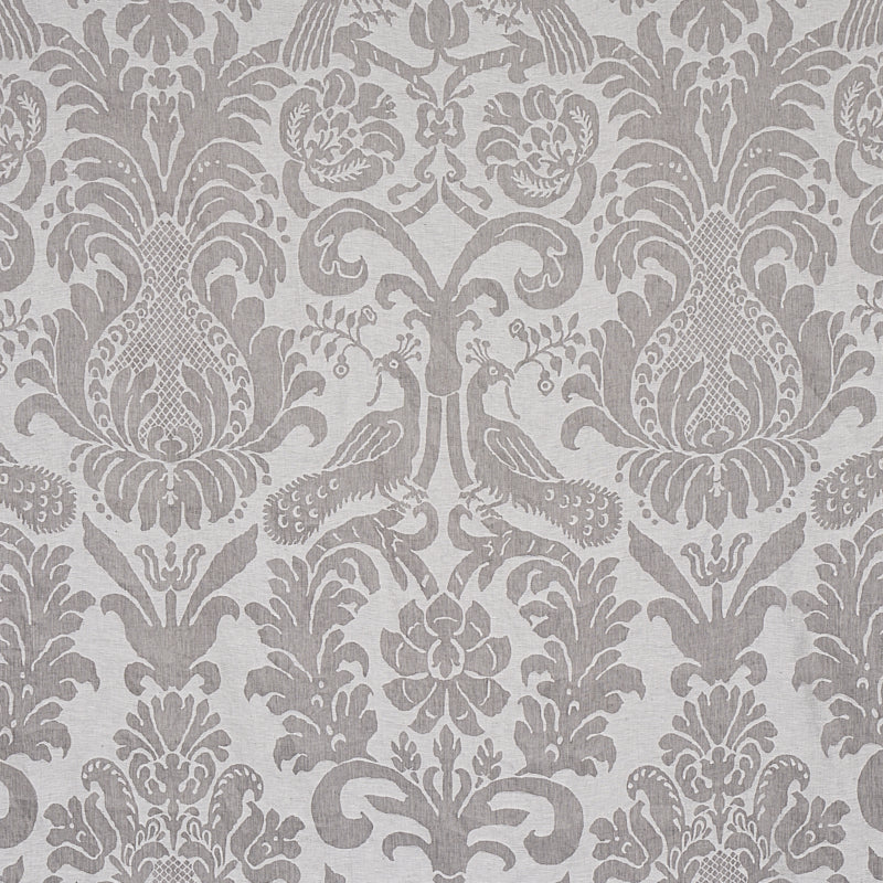 Schumacher Anna Damask Grey Fabric 68436