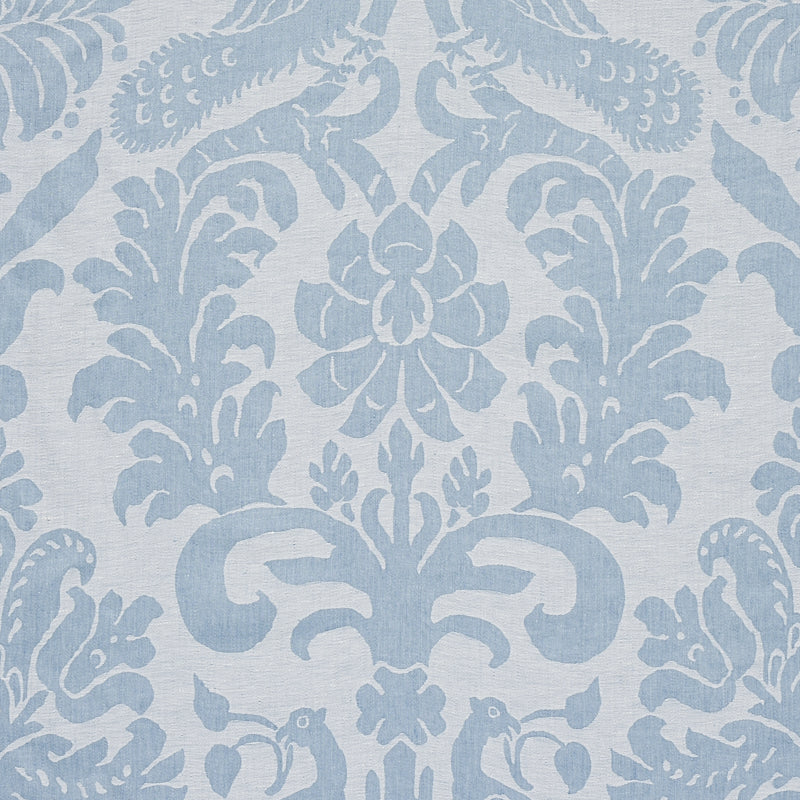 Schumacher Anna Damask Soft Blue Fabric 68437