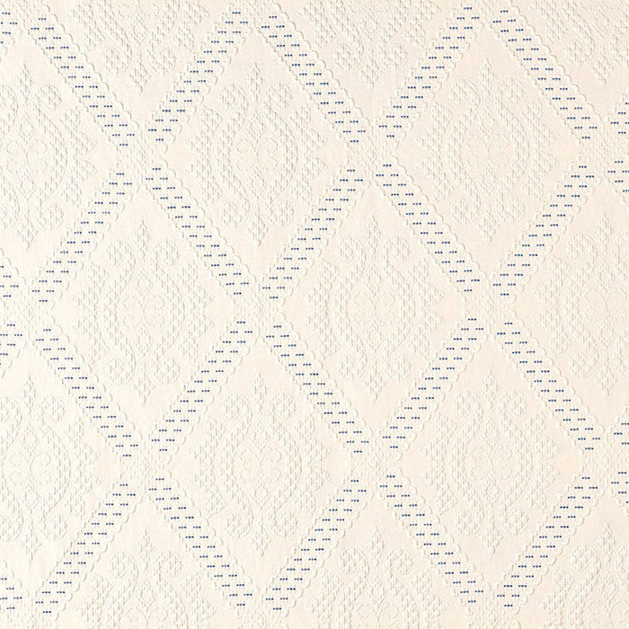 Schumacher Eugenie Ivory / Bleu Fabric Sample 69131