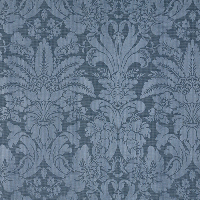 Schumacher Colette Linen/Silk Damask Indigo Fabric Sample 69142