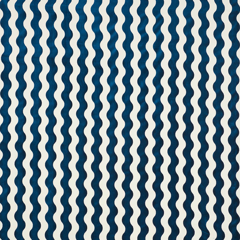 Schumacher The Wave Velvet Navy Fabric 69423