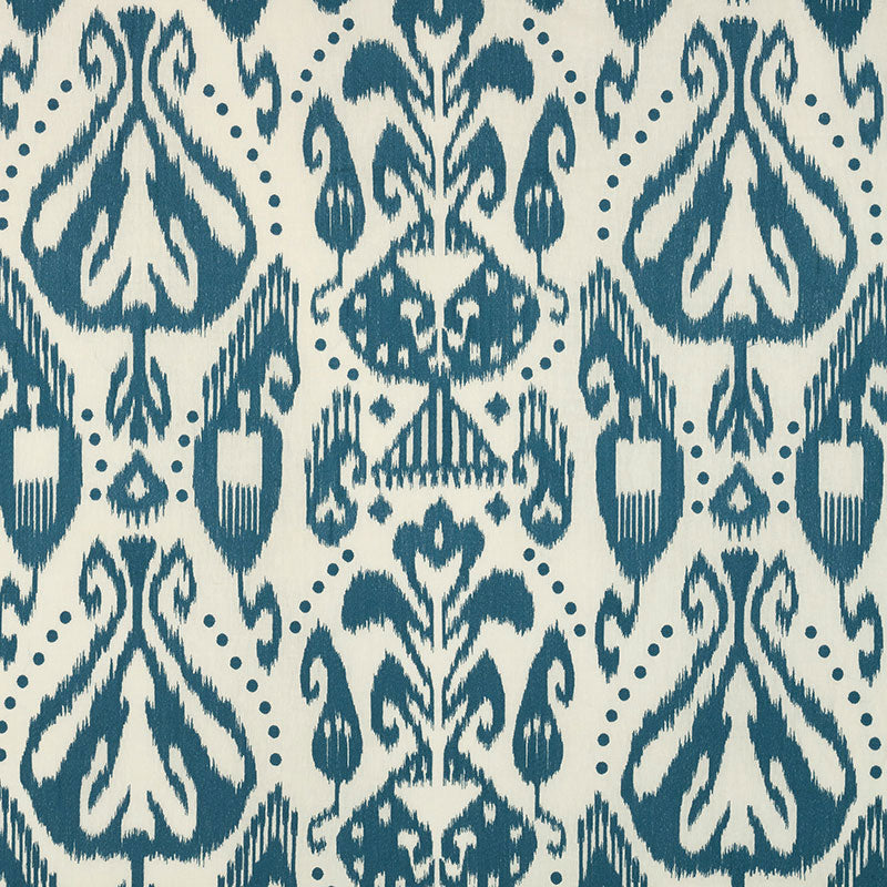 Schumacher Kiva Embroidered Ikat Lapis Fabric 69480