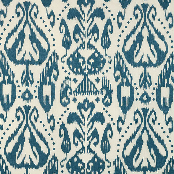 Schumacher Kiva Embroidered Ikat Lapis Fabric Sample 69480