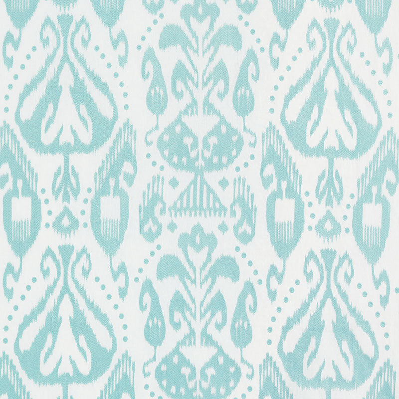 Schumacher Kiva Embroidered Ikat Sky Fabric 69481