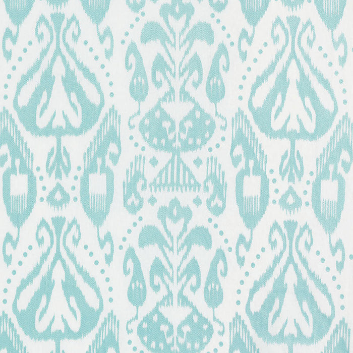 Schumacher Kiva Embroidered Ikat Sky Fabric Sample 69481