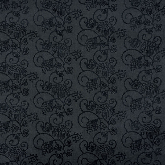 Schumacher Calliope Embroidery Black Fabric Sample 70181