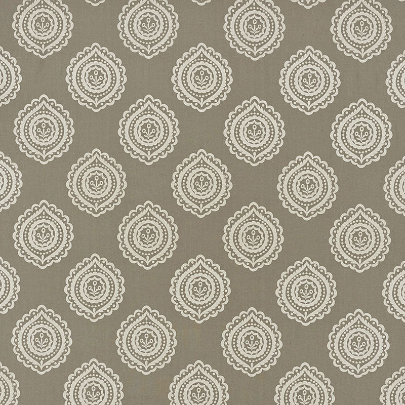 Schumacher Olana Linen Embroidery Stone Fabric 70202