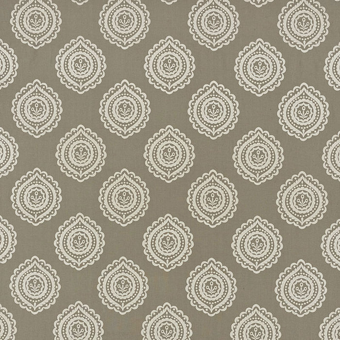 Schumacher Olana Linen Embroidery Stone Fabric 70202