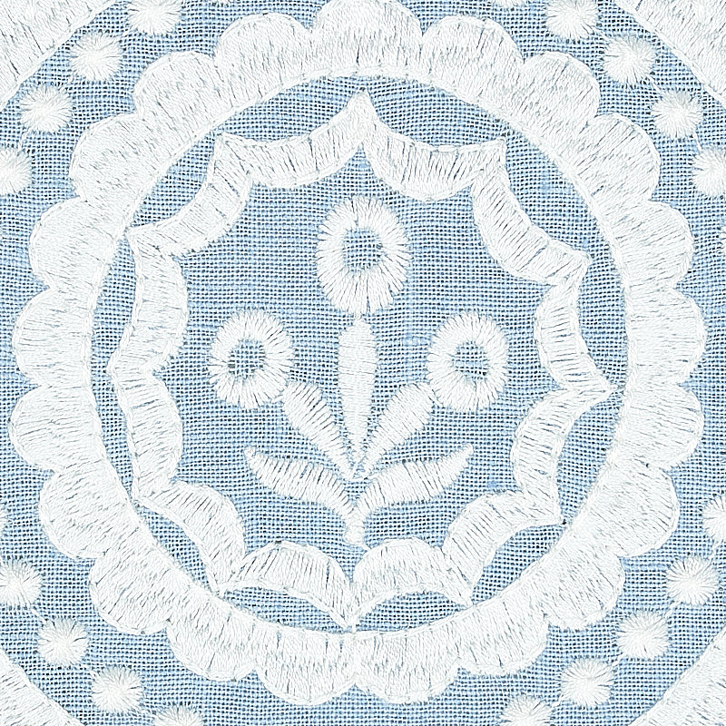 Schumacher Olana Linen Embroidery Sky Fabric 70207