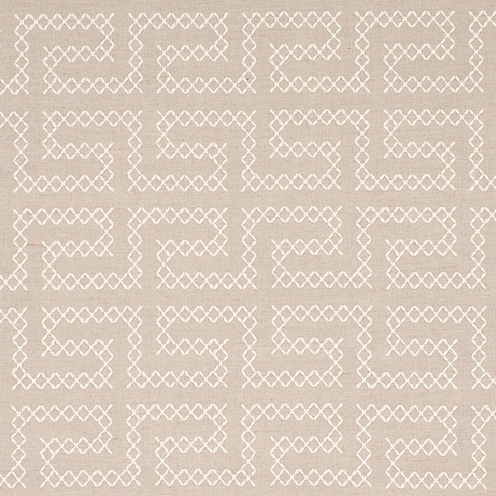 Schumacher A Maze Embroidery Sand Fabric Sample 70231