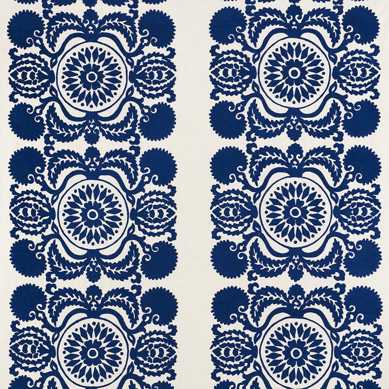 Schumacher Castanet Embroidery Cobalt Fabric 70260