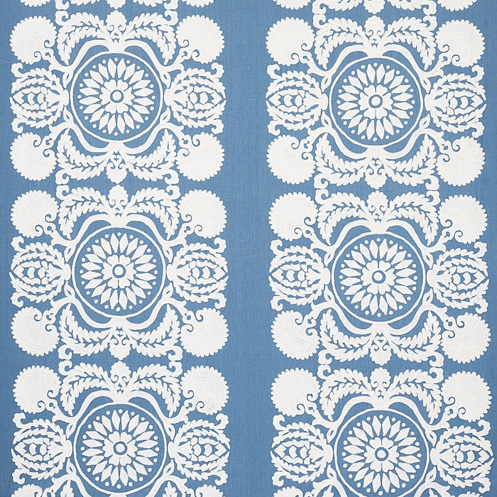 Schumacher Castanet Embroidery Chambray Fabric 70262