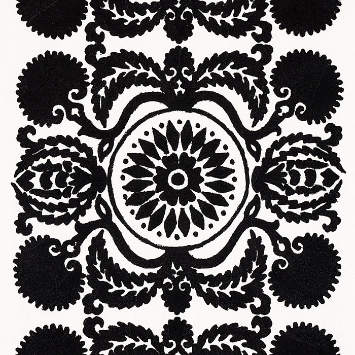 Schumacher Castanet Embroidery Black Fabric 70263