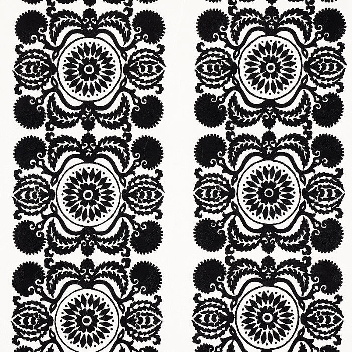 Schumacher Castanet Embroidery Black Fabric 70263